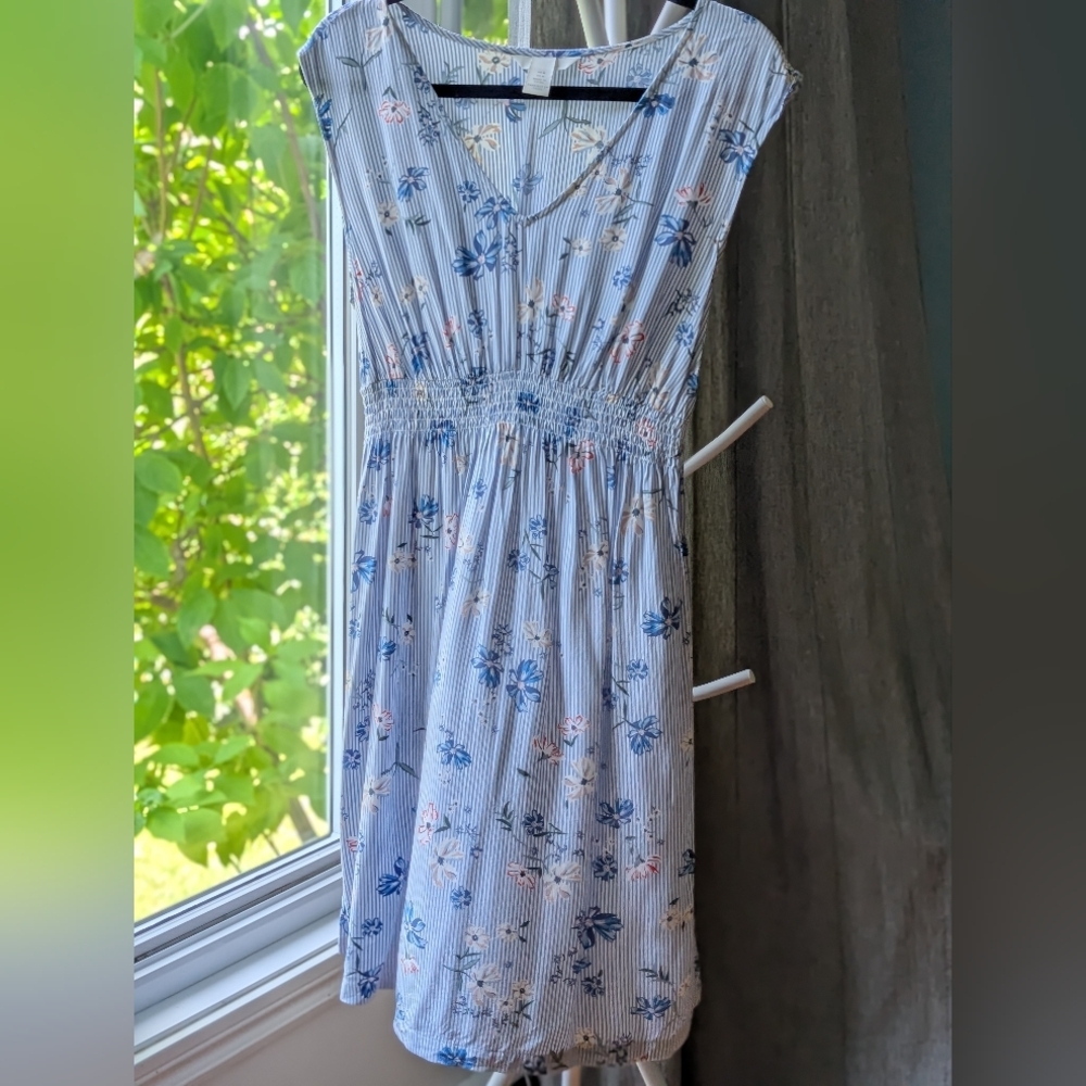 130.H&M Maternity Floral Blue and White Dress